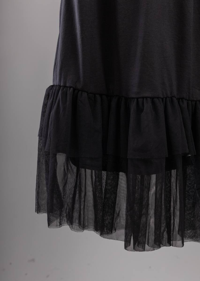 Jaida Dress Extension – black cotton skirt with tulle hem