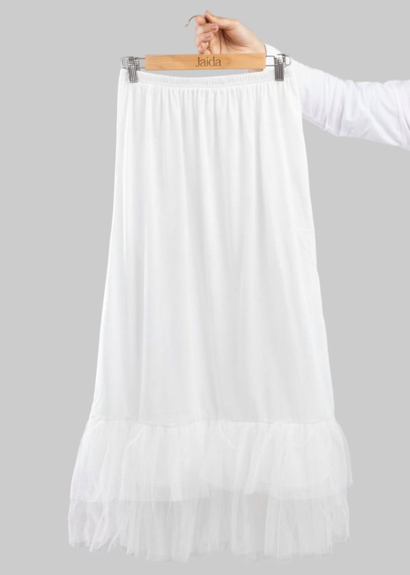 Jaida Dress Extension – Off-white cotton skirt with ruffled tulle