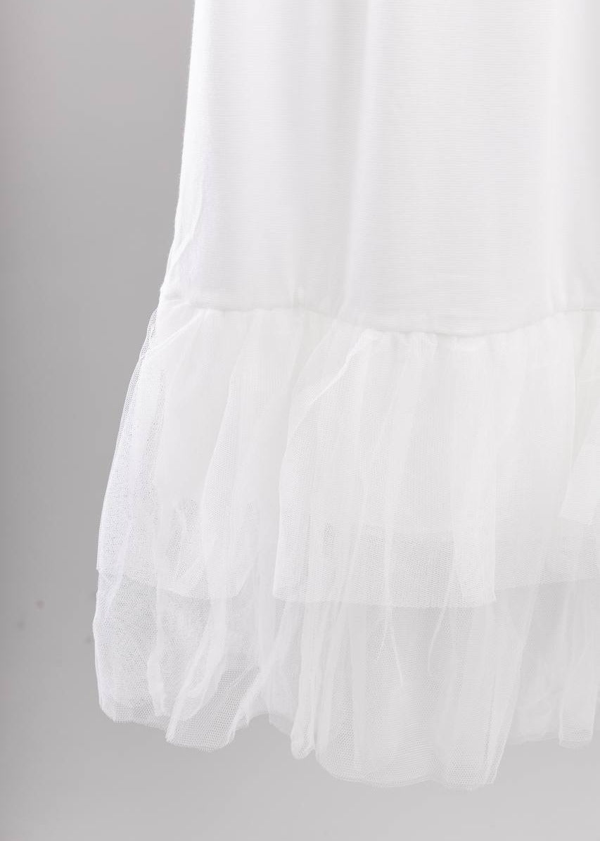 Jaida Dress Extension – Off-white cotton skirt with ruffled tulle
