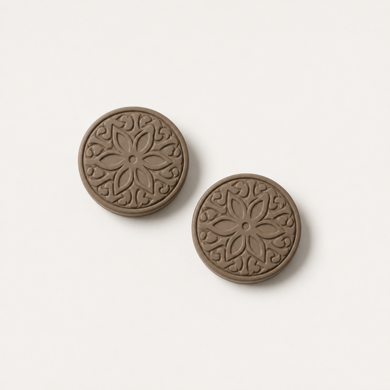 Warm beige embossed mandala hijab magnet set