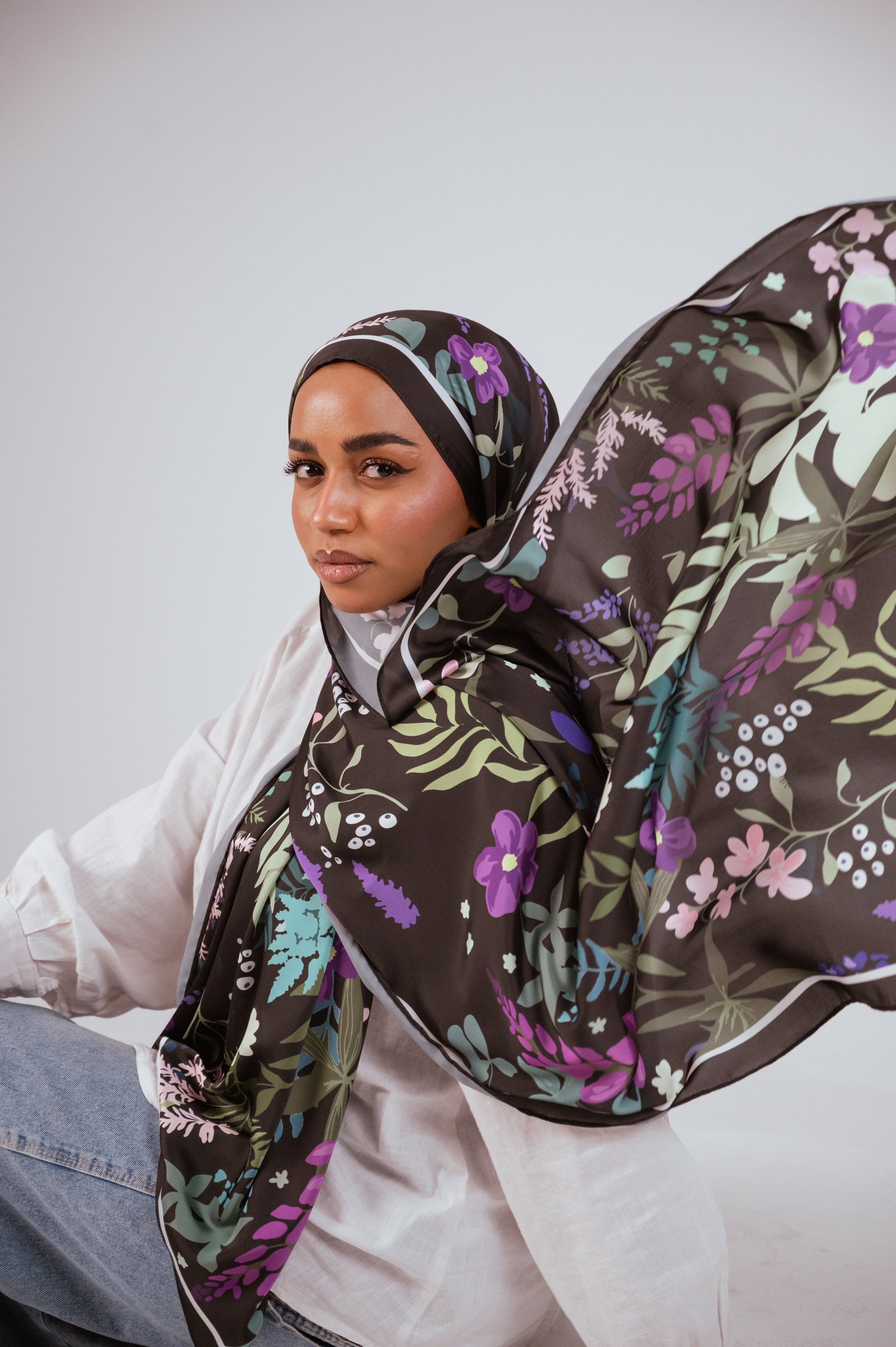 satin printed hijab