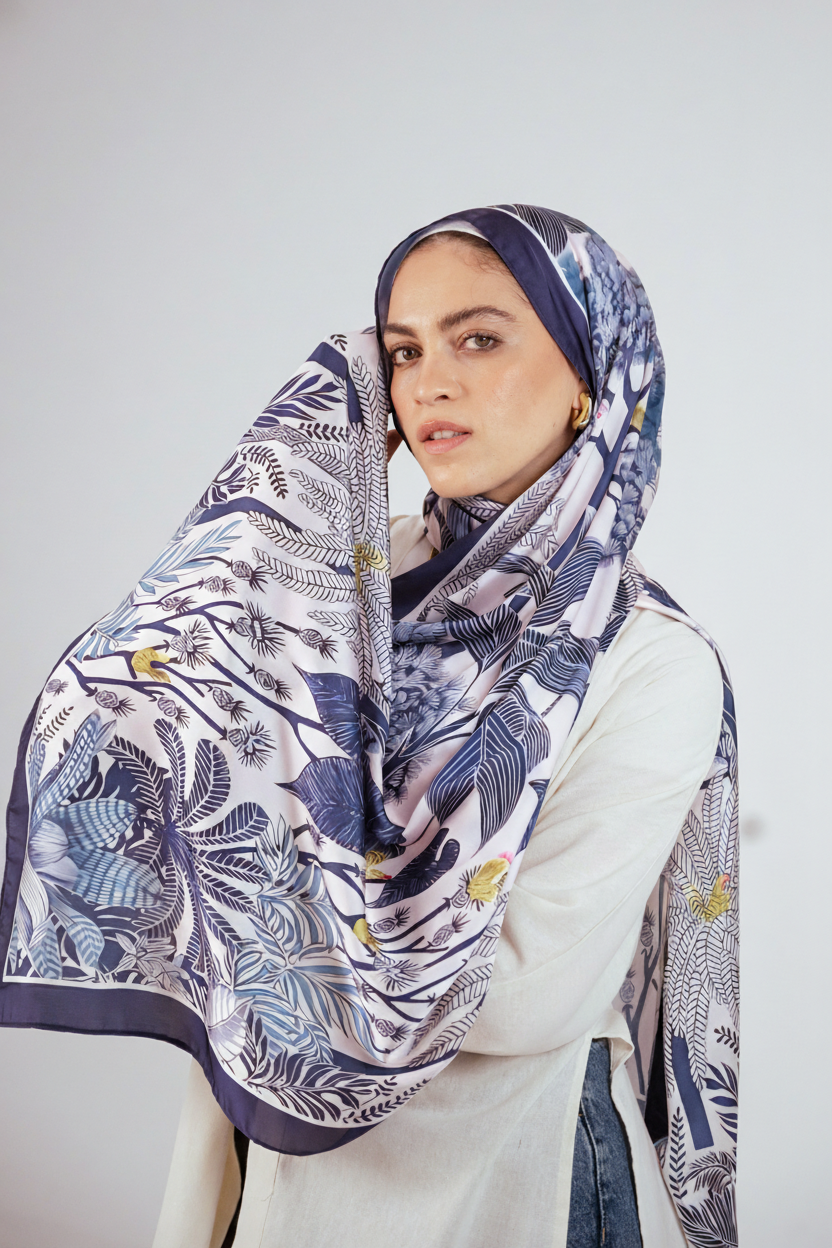 Moonlight Oasis satin hijab — wedding hijab guide for bride and guest
