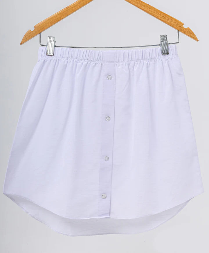 Lined Buttoned Skirt-White