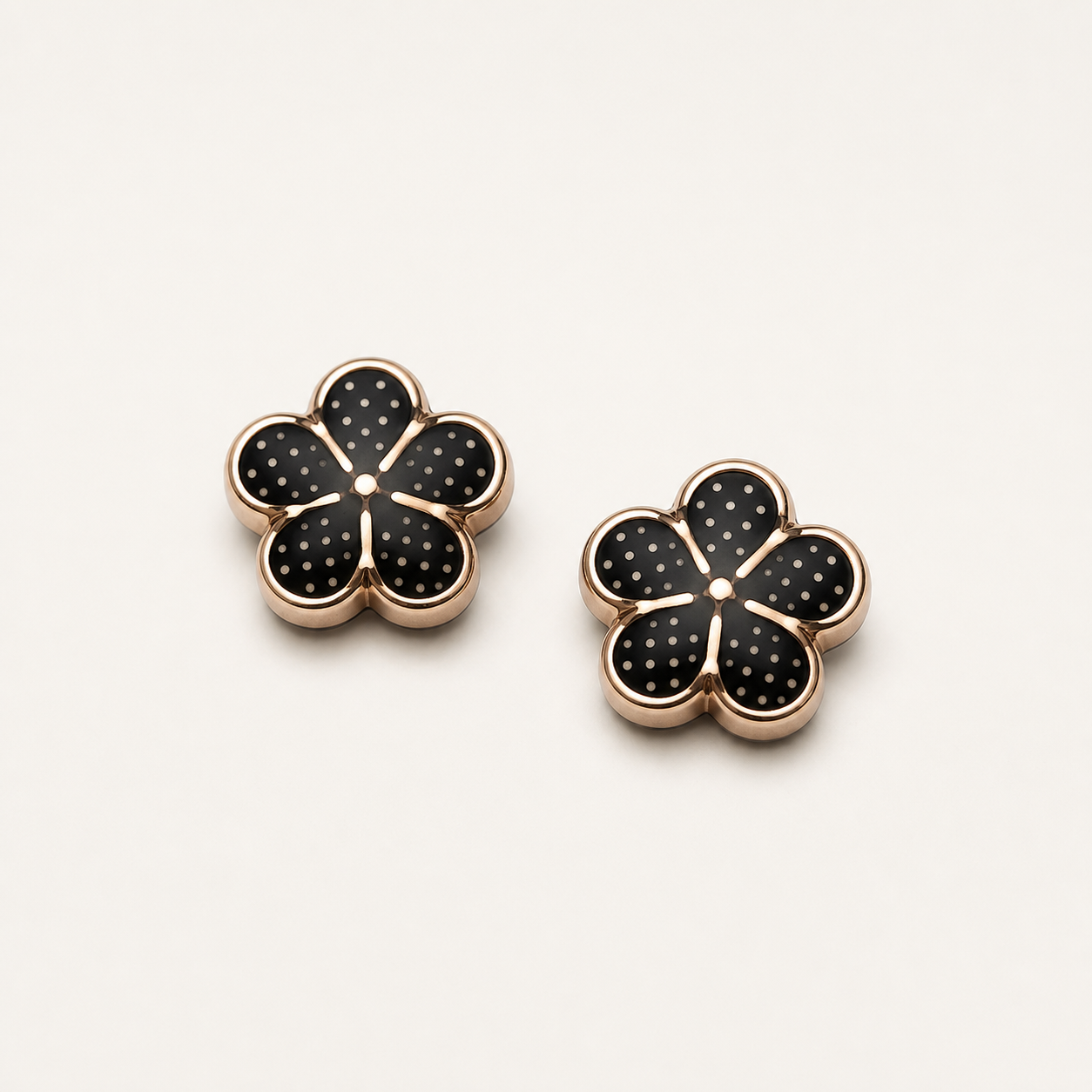 Black floral hijab magnet set with rose gold trim
