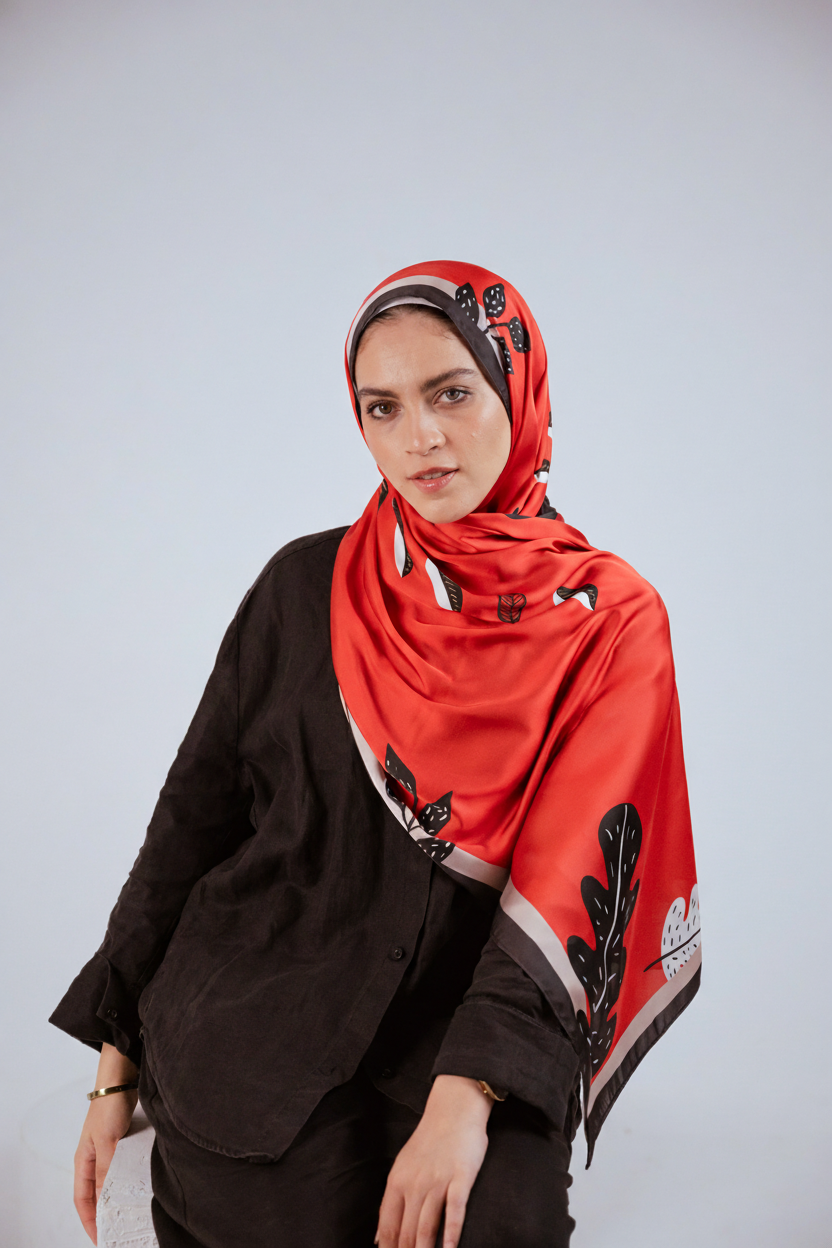 Bold Botanica – Luxus-Satin-Hidschab