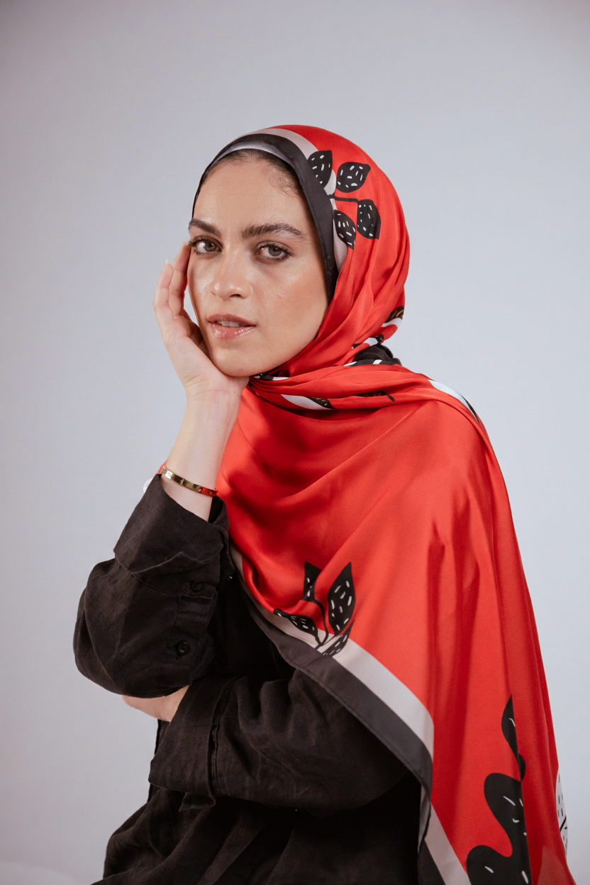 Bold Botanica – Luxus-Satin-Hidschab