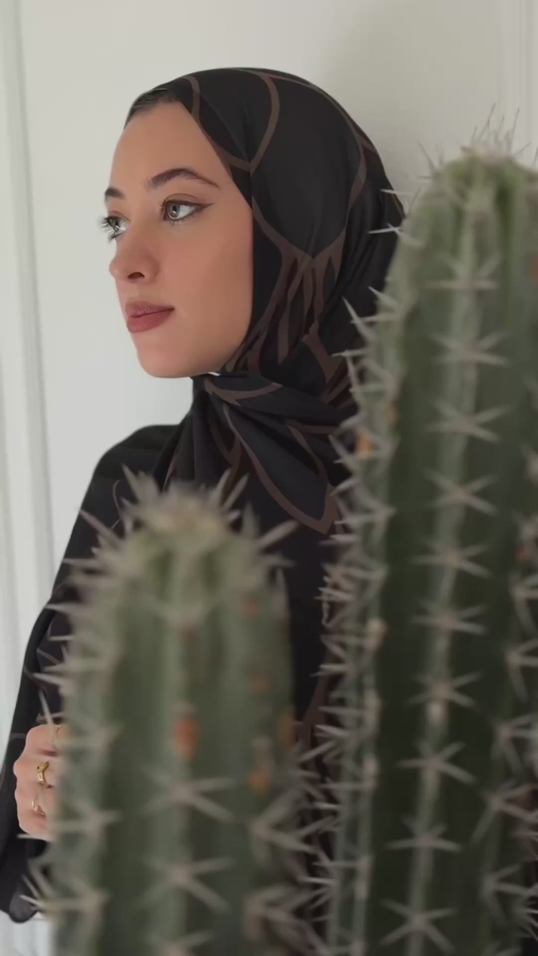 Model Draping Night Dunes Luxury Chiffon Hijab - Jaida