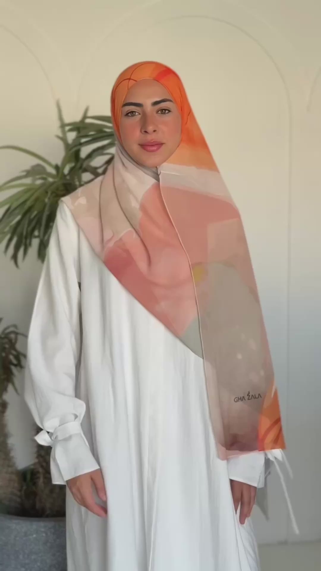 Model Draping Jaida Maple Moon Luxury Chiffon Hijab